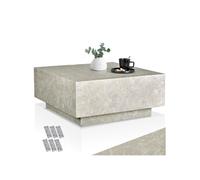 Table basse - TECTAKE - Table d'appoint avec pieds LASLEY en bois MDF sans montage - 80 x 80 x 35 cm - Aspect Travertin