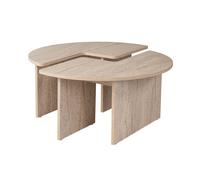 Table basse en bois "Moira" - 90 x 90 x 41 cm - Travertin