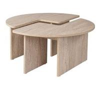 Table basse en bois "Moira" - 90 x 90 x 41 cm - Travertin beige