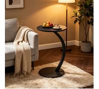 Table Basse en Bois - Table Basse Ronde - Petite Table d'appoint en Forme de C-Table d'appoint pour Salon - Canapé-40x40x65cm-Noir