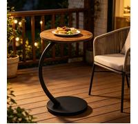 Table Basse en Bois - Table Basse Ronde - Petite Table d'appoint en Forme de C-Table d'appoint pour Salon - Canapé-40x40x65cm-Noyer