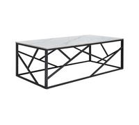 Table basse en céramique et métal - Effet marbre blanc et Noir - MELRONE de