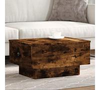 Table basse en chêne fumé 60 x 45 x 31 cm, matériau en bois, table d'appoint robuste avec espace de rangement, bouton en métal, table de salon moderne