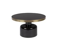 Table basse en fer forgé noir, rond, émaillé, collier doré, antidérapant - Zuiver, Glam - 60x60x35 cm