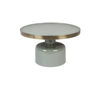 Table basse en fer forgé vert, ronde, surface émaillée brillante, finitions dorées, antidérapante - Zuiver, Glam - Ø60 cm H35 cm