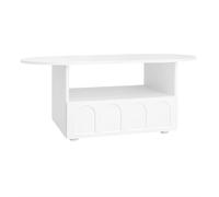 Table basse en forme de nuage avec tiroirs et compartiments de rangement, mécanisme Push-to-Open, Blanc