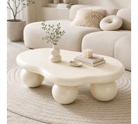 Table basse en forme de nuage, crème, table de salon moderne avec 3 pieds