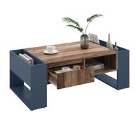 Table basse en grain de bois 106.4 x 40 x 60 cm Dotée d'un tiroir sans poignée de rangement arrière, Espace de rangement double