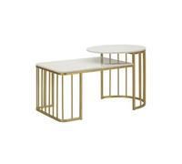 Table Basse en Marbre "Ankara" 90cm Blanc & Or
