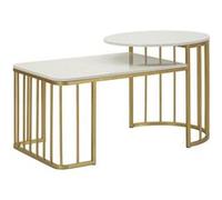 Table Basse en Marbre "Ankara" 90cm Blanc & Or Blanc G