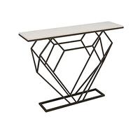 Table basse en marbre avec étagère de rangement, console étroite et table de canapé pour petits espaces, assemblage facile, table de chevet élégante noire, parfaite pour les salons modernes