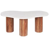 Table basse en marbre blanc et bois clair CASABLANCA