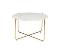 Table basse en marbre blanc, ronde, design épuré - White Label, Timpa - Ø70 cm H40 cm