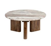 Atmosphera – Table basse Coppa – en marbre et en bois de manguier – Ø 91 cm