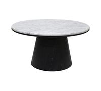 Vente-unique - Table Basse en marbre et placage chêne - Noir - SADURA