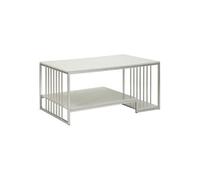 Table Basse en Marbre "Kayseri" 90cm Argent & Blanc