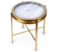Table basse en métal doré avec horloge 42x40 cm