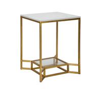 Table basse en métal doré avec plateau en marbre 47x47x60 Double Marble