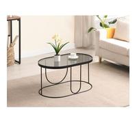 Table basse en métal et verre fumé - Noir et Transparent - PRETORIA