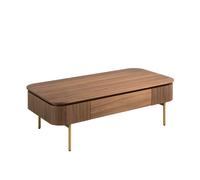 Table basse en noyer et acier inox doré