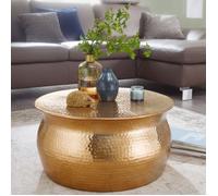 Table basse en or martelé - WOHNLING - KARAM - Métal - Rond - Jaune