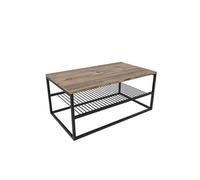 Toilinux - Table basse en panneaux de particules et acier avec 1 étagère - beige