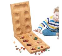 Table Basse en Pierre Africaine - Table Classique avec Table Pliante et 48 Pierres de Verre colorées | stratégique à Deux Joueurs pour Adultes et 3