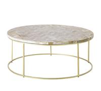 Table basse en pierre motif à chevrons D101 101x41x101cm Doré