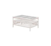 Table basse en rotin blanc, rectangulaire, avec rangement - Chehoma, Barbara - 90x55x44 cm