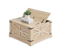 Table Basse en Rotin-VEVOR-Table Basse Rectangulaire en Bois Tressé PE avec plateau en MDF-avec Charnières en Métal Rétro