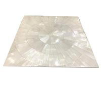 Table basse en sélénite avec motif rayons du soleil | Table d'angle en sélénite en résine | Table d'appoint de patio en sélénite de 53,3 x 53,3 cm | Table d'appoint de canapé en pierre précieuse