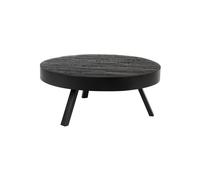 Table basse en teck noir, ronde - White Label, Suri - Ø74x32 cm