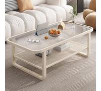 Table basse en verre à 2 couches, tables basses pour salon, table en verre avec étagère inférieure, Mesa de Centro Para Sala Moderna pour appartement, bureau