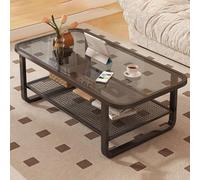 Table basse en verre à 2 couches, tables basses pour salon, table en verre avec étagère inférieure, Mesa de Centro Para Sala Moderna pour appartement, bureau