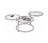 HAKU Möbel Table Basse chromé, métal, Verre trempé - Dim.: L 58-140 cm x H 43 cm x P 50 cm, Style: Modern