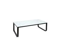 - Table basse en verre effet marbre - Blanc et Noir