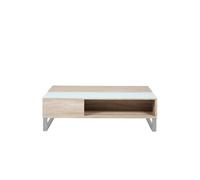 Toilinux - Table basse en verre et MDF avec plateaux relevable - Beige - Azéla Beige G