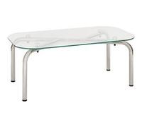 Table basse en verre transparent et pieds en métal chromé - Longueur 110 x largeur 60 x Hauteur 44,5 cm - PEGANE -