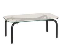 Table basse en verre transparent et pieds en métal noir - Longueur 110 x largeur 60 x Hauteur 44,5 cm - PEGANE -