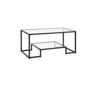 Table Basse en Verre Trempé à 2 Niveaux 100x51cm Capacité Niveau Supérieur 45,3kg