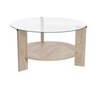 Table basse en verre trempé - Effet travertin beige - SENIRA