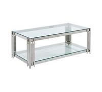 Table basse en verre trempé et acier inoxydable - Chromé - NOMELANO de