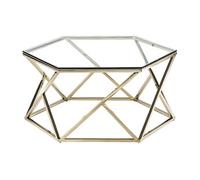 Table basse en verre trempé et acier inoxydable - Doré - KERIANE de