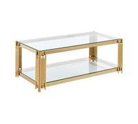 Table basse en verre trempé et acier inoxydable - Doré - NOMELANO de