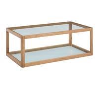 Table basse en verre trempé et chêne - Transparent et Naturel - ZUNARIL