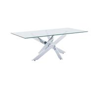 Table basse en verre trempé et métal chromé - Transparent - COSIMA