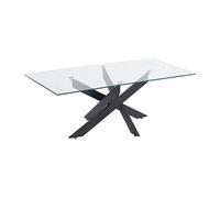 Vente-unique - Table Basse en Verre trempé et métal Noir - Transparent - Cosima