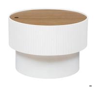 Table basse ""Enola"" en placage frêne D55cm blanc - Atmosphera createur d'interieur