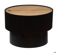 Atmosphera – Table basse Enola – placage frêne – D55 cm – Noir – avec coffre de rangement