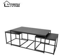 Table basse et 2 tables d'appoint Urban Living - Structure en métal - Design industriel - Noir